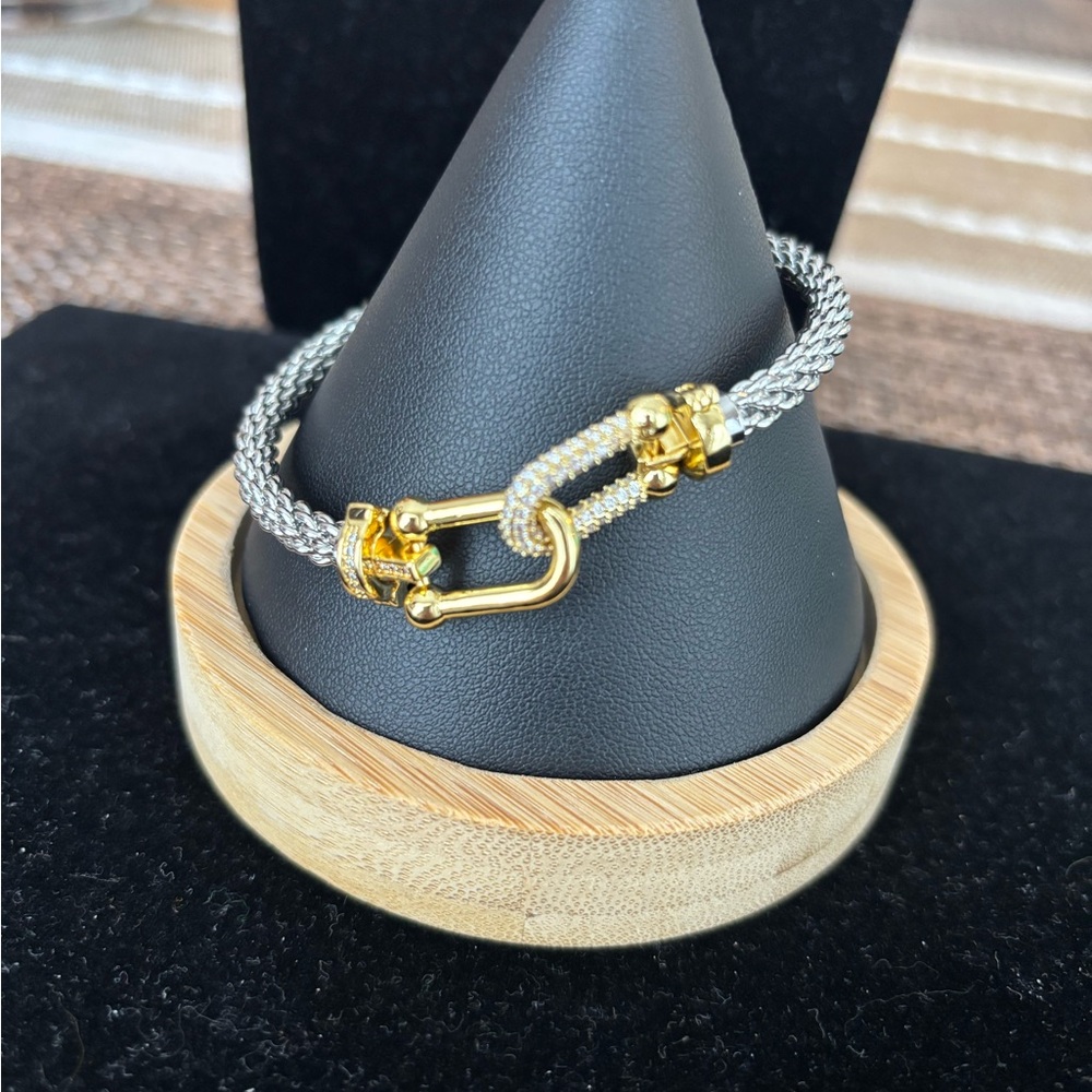 Elegant Silver and 18K Gold filled Women's Bracelet